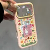 Estampado de conejito y oso floral apto para funda de teléfono Apple 17PROMAX, funda iPhone18 cielo estrellado fresca y dulce