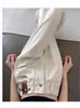 Calça Jeans Wide Leg de Cintura Alta para Mulheres, Estilo Fino, Novo Estilo Outono 2025, Solta e Slim, Calça Reta Off-White