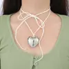 Joyería Transfronteriza Europea y Americana Dulce Cool Exagerado Collar con Colgante en Forma de Corazón Simple Largo Franela Cera Borla Collar para Mujer