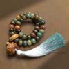 Queima de carvão natural raiz de bodhi jade branco Dunhuang em volta do dedo pulseira de texto suave para brincar pulseira de contas de Buda solta atacado