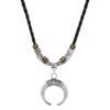 Collar con Colgante de Cuerno de Luna Tejido Estilo Étnico Retro Europeo y Americano Cadena para Clavícula Sencilla de Nicho Joyería de Alta Calidad