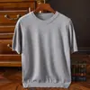 Camiseta masculina de manga curta estilo coreano moderna gola redonda manga curta primavera e outono masculina slim fit cor sólida roupas suéter bonito
