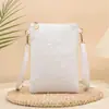 Bolso cruzado de tela jacquard floral vintage para mujer, bolso simple y ligero para teléfono y monedero, cierre de cremallera, correa ajustable