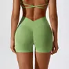Novos Shorts de Yoga Transfronteiriços para Mulheres, Cintura Alta, Ajustados, Shorts de Yoga Levanta Bumbum Pêssego, Shorts Esportivos para Corrida e Fitness