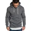 Moletom com Capuz Clássico Masculino Liso Cor Sólida Pulôver de Primavera Jovem Tendência Solto Casual com Capuz