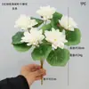 5 Flores de Loto Pequeñas, Nuevo Adorno de Escritorio de Flor de Loto de Tallo Único para Ofrenda a Buda, Flor de Loto Artificial de Seda, Flor Falsa para Exteriores