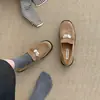 2026 Zapatos Pequeños de Cuero Estilo Británico Zapatos Planos para Mujer Primavera y Otoño Zapatos Pequeños de Cuero Estilo Francés Negro Versátil Slip-on Gamuza