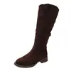 Botas Western Longas Marrom Mesclado de Cavaleiro de Cano Alto Femininas 2025