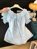 Blusa de Gasa de Manga Corta, Cuello Redondo, Hombros Descubiertos, Dos Vías, Única y Hermosa, Reductora de Edad, Camisa Top Adelgazante y que Cubre el Vientre, Verano 2026