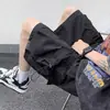 Shorts de trabalho funcionais plus size para homens, shorts casuais finos de verão no joelho, calças esportivas trendy de comprimento médio, shorts de praia
