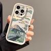 Ilustração de Trem Estilo Japonês Maçã 18 Capa para Celular iPhone 14 Pro Max Silicone 13/12/11 Proteção Completa Anti-Queda Xr
