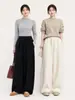 Pantalones de pierna ancha de mezcla de seda y lana para otoño e invierno, de cintura alta, engrosados, de corte holgado, adelgazantes, con una bonita caída, adecuados para hacer deporte y uso casual
