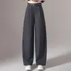 Pantalones de pierna ancha para mujer, nuevos estilos de primavera y otoño, de cintura alta, corte holgado, con caída fluida, plisados, adecuados tanto para el trabajo como para uso casual, diseño de pierna recta