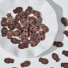 Botões Fofos de Madeira Natural com Padrões de Desenho Animado de Ursos e Gatos, Contas para Pulseira e Colar DIY, Materiais de Contas Soltas