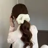 Elástico de Cabelo Coque Plissado Estilo Coreano com Chiffon Brilhante, Corda de Cabelo Doce Francesa de Alta Qualidade, Versátil para a Primavera