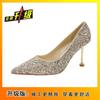 Sapatos de Salto Agulha Modernos, Sapatos de Casamento, Sapatos de Casamento Nupciais Franceses, Sapatos de Madrinha com Lantejoulas de Luxo, Novo Estilo 2025