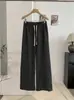 KEKEZOON Calça Casual Wide Leg de Bolinhas Feminina Estilo Coreano Outono Retro Cintura Alta Perna Reta Emagrecedora Longa 9388