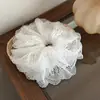 Super Hada Crema Encaje Bordado Anillo para el Cabello Intestino Grueso Grande Estilo Artístico Suave Cola de Caballo Baja Flor de Cabeza Elegante