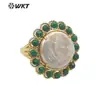 Anel Ajustável Feminino MPR061 Cor Pérola de Água Doce Atmosférica Pedra Preciosa Versátil para Roupas Casuais e Acessórios de Primeira