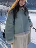 Chaqueta Corta de Terciopelo Compuesto de Gamuza de Invierno con Alpaca para Mujer Forrada de Polar Engrosada Cálida y Dulce Estilo Coreano Chaqueta Exterior Superior