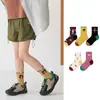 Calcetines infantiles de otoño e invierno al por mayor: calcetines cortos de algodón de dibujos animados, elásticos, sin costuras, a rayas de conejo, para niños mayores