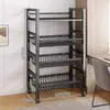 Prateleira de chão com cestos para vegetais, armazenamento móvel, micro-ondas, armazenamento de vegetais, prateleira doméstica multifuncional, estante de armazenamento