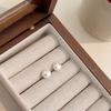 Pendientes de Perla Grande Shijia para Mujer, Pendientes Planos Franceses al Vapor de Plata 999, Pendientes de Lujo Ligero Elegantes de Gama Alta, Pendientes de Moda