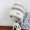 Gorro de Invierno para Mujer con Orejeras y Circunferencia de Cabeza Grande, Cálido y a Prueba de Frío de Felpa, Adelgazante de Rostro, Engrosado con Correas, Gorro Tradicional Lei Feng
