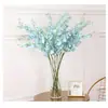 Orquídea Danzante Flor Artificial de Alta Calidad 4 Ramas Oncidium Phalaenopsis Decoración de Boda Flor Falsa Artificial Planta Verde Artificial Venta al por Mayor