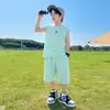 Conjunto de Colete Infantil Verão 2026 Novo Estilo Coreano Roupa de Verão Infantil Secagem Rápida Sem Mangas Conjunto de Duas Peças Tendência