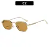 Nuevas Gafas de Sol de Moda Polygon de Alta Gama Tendencia Europea y Americana Personalidad Gafas de Sol Metálicas Gafas con Protección UV para Mujer