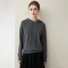 Suéter feminino de cashmere % cashmere de cabra puro, nova moda outono e inverno, casual, versátil, cor sólida, com capuz, tricotado, suéter quente
