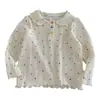 Camiseta Polo de Manga Larga con Estampado de Estrellas Coloridas de Otoño para Niñas FHW, Top Versátil de Moda con Cuello de Muñeca para Primavera y Otoño