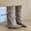 Botas de motocicleta con cañas desmontables, botas de mujer otoño 2026, ajuste ceñido, largas, punta fina, tacón de plataforma moderno, doble uso