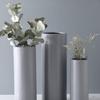 Vaso Cilíndrico de Cerámica Mate Creativo Escandinavo Blanco Decoración Simple para el Hogar Adornos para la Sala de Estar Flores Secas Frescas y Velas