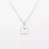 Colar de Desenho Animado de Fantasma Preto e Branco Presente de Halloween Joia Pingente de Pedra Magnética Escovada Colar Personalizado para Casal em Aço Inoxidável