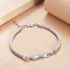 Pulseiras de Prata Esterlina S925 para Casal, um Par de Pulseiras com Design Exclusivo, Anéis Duplos Trançados, Pulseiras de Mobius, Presentes para Amantes