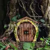 Puerta de Hada Elfo Puerta de Cuento de Hadas Decoración de Árbol de Madera para Patio Adorno Colgante de Madera Decoración de Jardín Artesanías