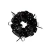 Goma para el pelo negra de lunares de doble capa con lazo de moda, Accesorio para el cabello de alta gama para mujer