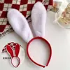 Diadema Creativa con Orejas de Conejo para Mujer Otoño e Invierno Adorno para el Cabello Rojo Año Nuevo Pinza para el Cabello Diadema Cos Decoración de Bunny Girl
