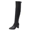 Botas negras de alta gama hasta la rodilla, de estilo europeo y americano, que alargan las piernas y estilizan, modelo nuevo 2026, botas de moda con tacón alto grueso