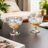 Batido TikTok Bebida Fría Vaso para Smoothie Vaso Alto para Helado Estilo Ins Vidrio para Helado con Base y Rayas Verticales