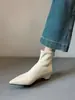 Botines minimalistas de tacón bajo para el día a día, ajuste ceñido, punta fina, versátiles, parte superior suave, suela blanda, adelgazantes, elásticos elegantes