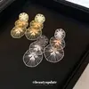 Pendientes de Borla Redondos Huecos Irregulares de Aguja de Plata Pendientes de Botón Dulces y Suaves Europeos y Americanos Accesorios para Orejas de Moda Lujo Ligero Sensación de Alta Gama