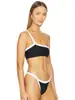 Amazon Europeia e Americana 2026 Novo Estilo Cor Sólida Simples Ins Moda Cropped Ombro Único Maiô Feminino Conjunto de Praia