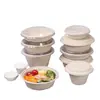 Caja de almuerzo desechable biodegradable tazón de pulpa de papel caja de almuerzo ligera para alimentos fitness tazón redondo de pulpa de caña de azúcar caja de embalaje para llevar