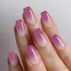 Uñas Portátiles Transfronterizas, Uñas Postizas Portátiles de Color Sólido con Degradado Simple, Uñas Portátiles Terminadas, Parches de Uñas Portátiles de Estilo Largo
