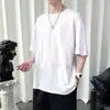 Camiseta Básica Blanca Redonda de Manga Corta Talla Grande para Mujer 2026 Peso Pesado Color Sólido Estilo Pareja Suelta Casual de Media Manga para Hombre