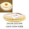 Tira de Luz Cob 12V 24V 320 Luces 480 Luces 5mm 95 Cri Canal de Aluminio Lineal Autoadhesivo Tira de Luz Flexible