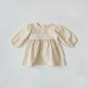 Primavera 2026 Ropa Infantil Coreana para Niñas Vestido de Princesa Elegante con Adorno de Encaje Vestido Infantil de Algodón Puro de Manga Larga